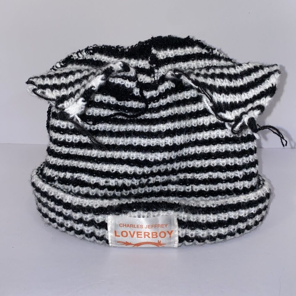 Charles Jeffrey LOVERBOY Chunky Ears Rabbit Beanie Black White Hat